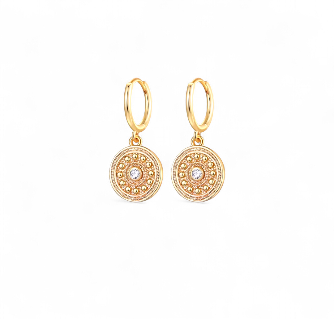 Aros Medalla Punto de Luz - 18k