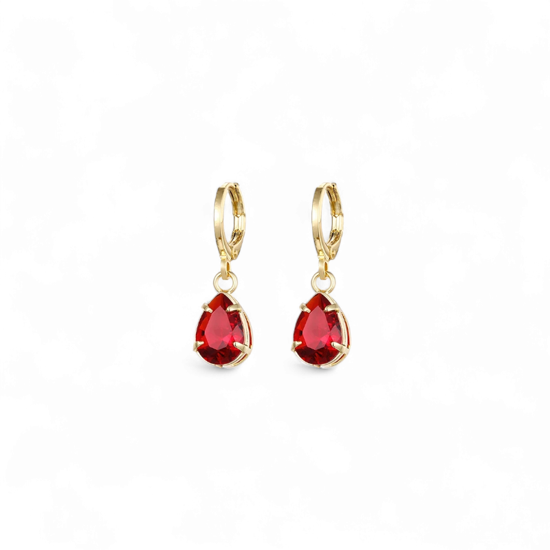 Aros Gota Rojo - Ámbar Joyas