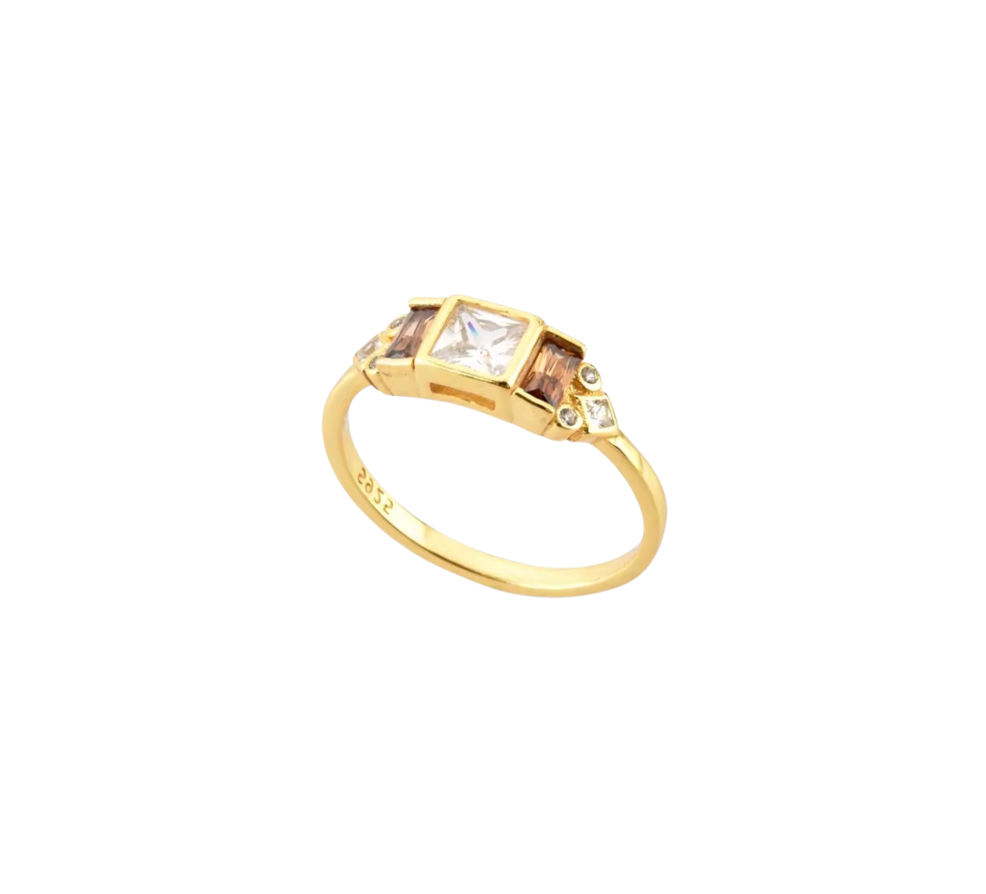 Anillo Imperial Cuarzo y Ambar- Plata 925