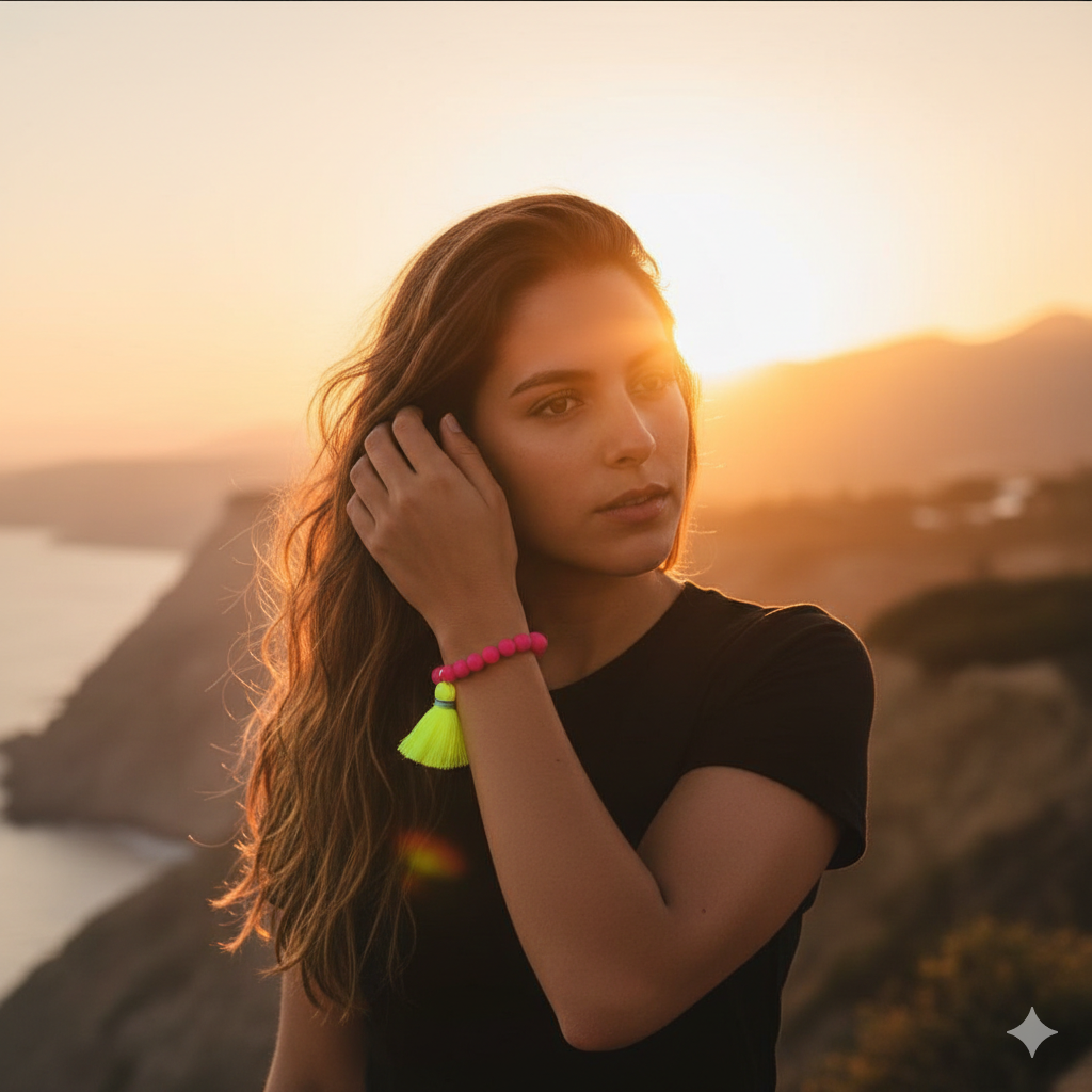 Pulsera Bolas Tassel - Fucsia