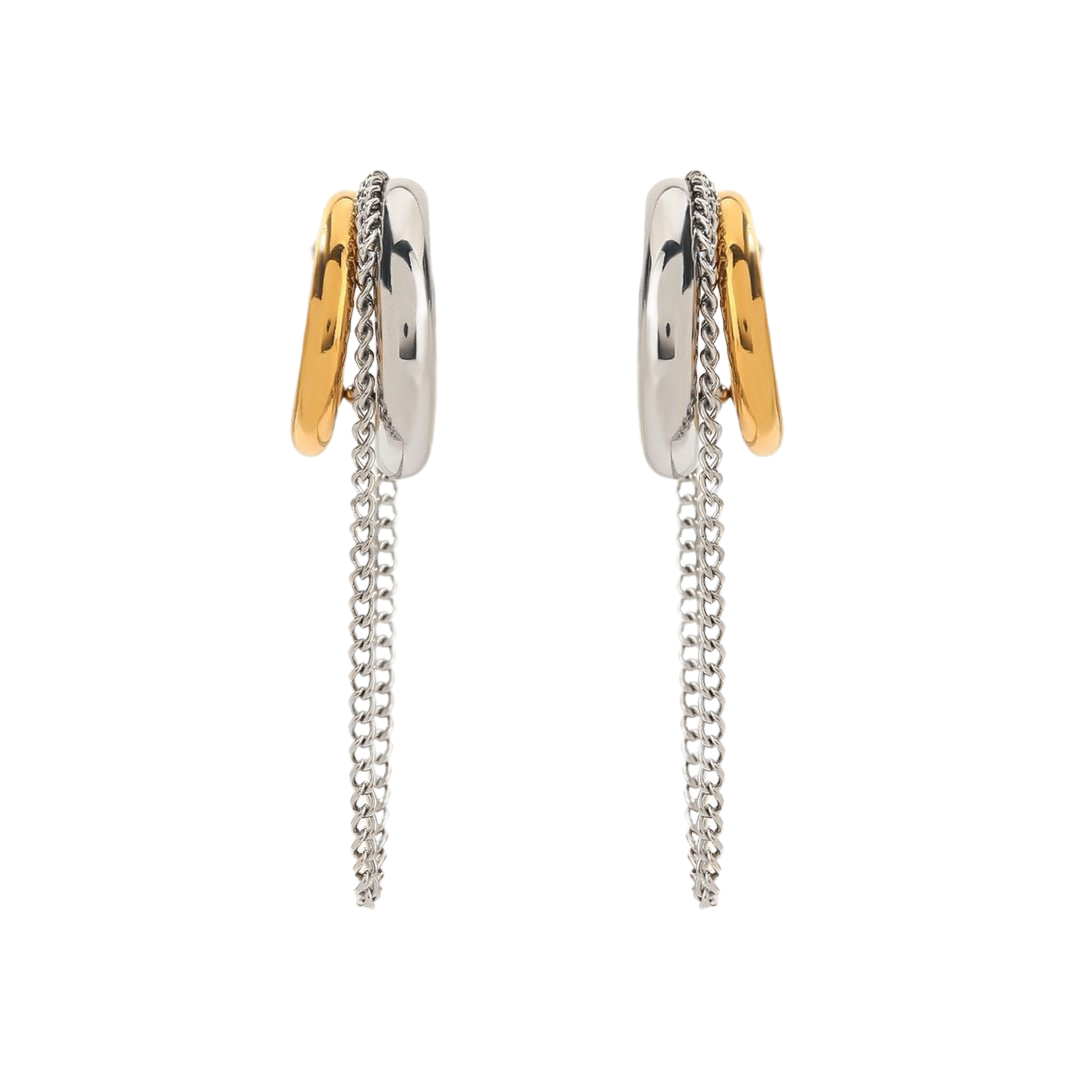 Argollas Bicolor con Cadena – Acero Inoxidable