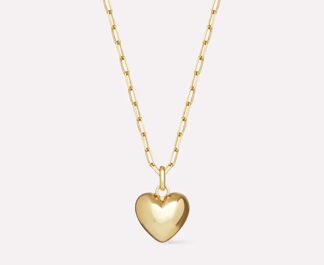Cadena Paper Clip Dije Corazón Plata 925 - 18k