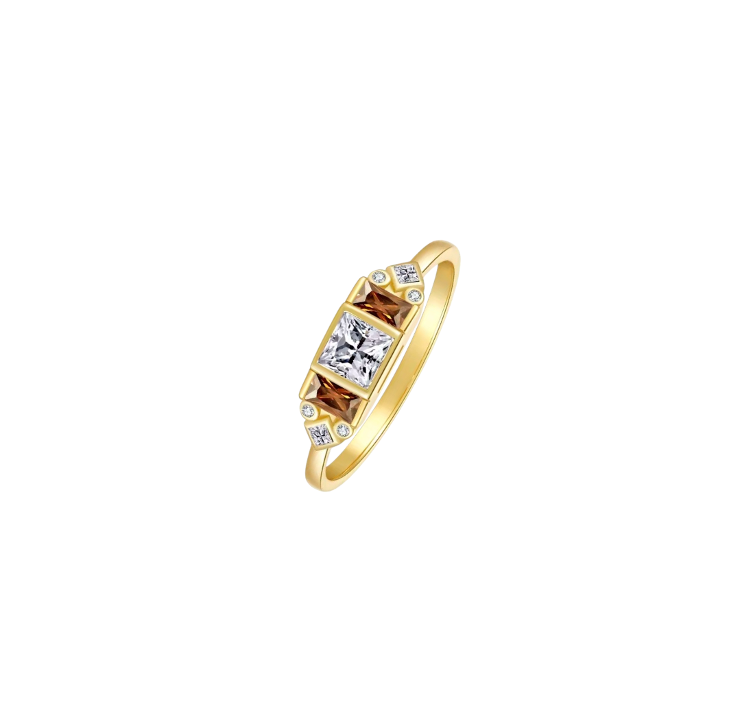 Anillo Imperial Cuarzo y Ambar- Plata 925