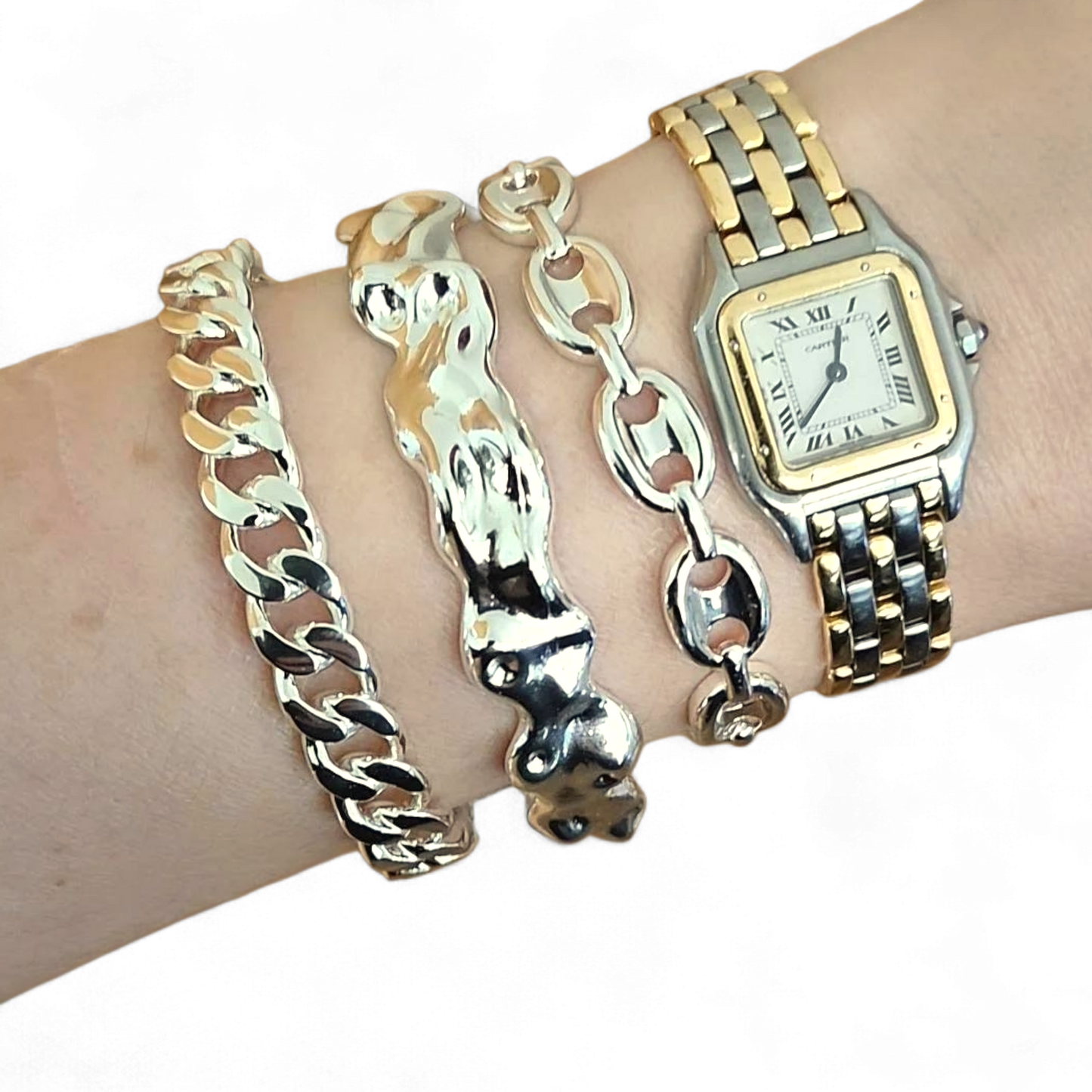 Pulsera Oval Link Baño de Plata