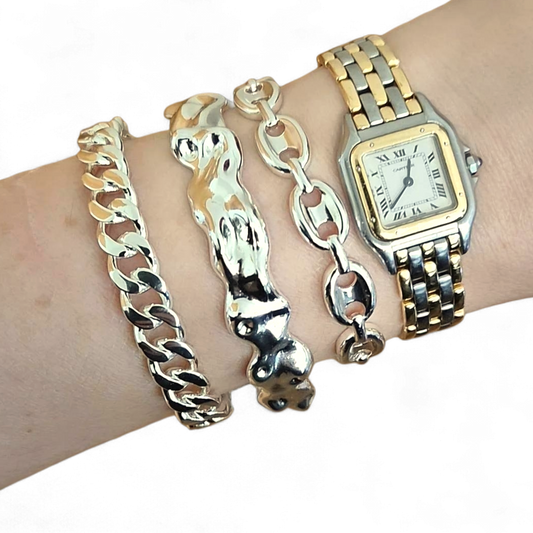 Pulsera Oval Link Baño de Plata