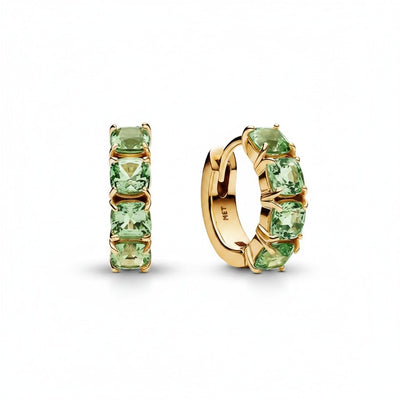 Argollas Circones Verdes - Baño de Oro 18k