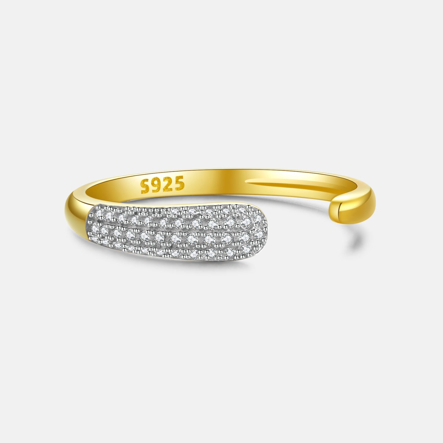 Anillo Ajustable Pavé Plata 925 – Oro 18k