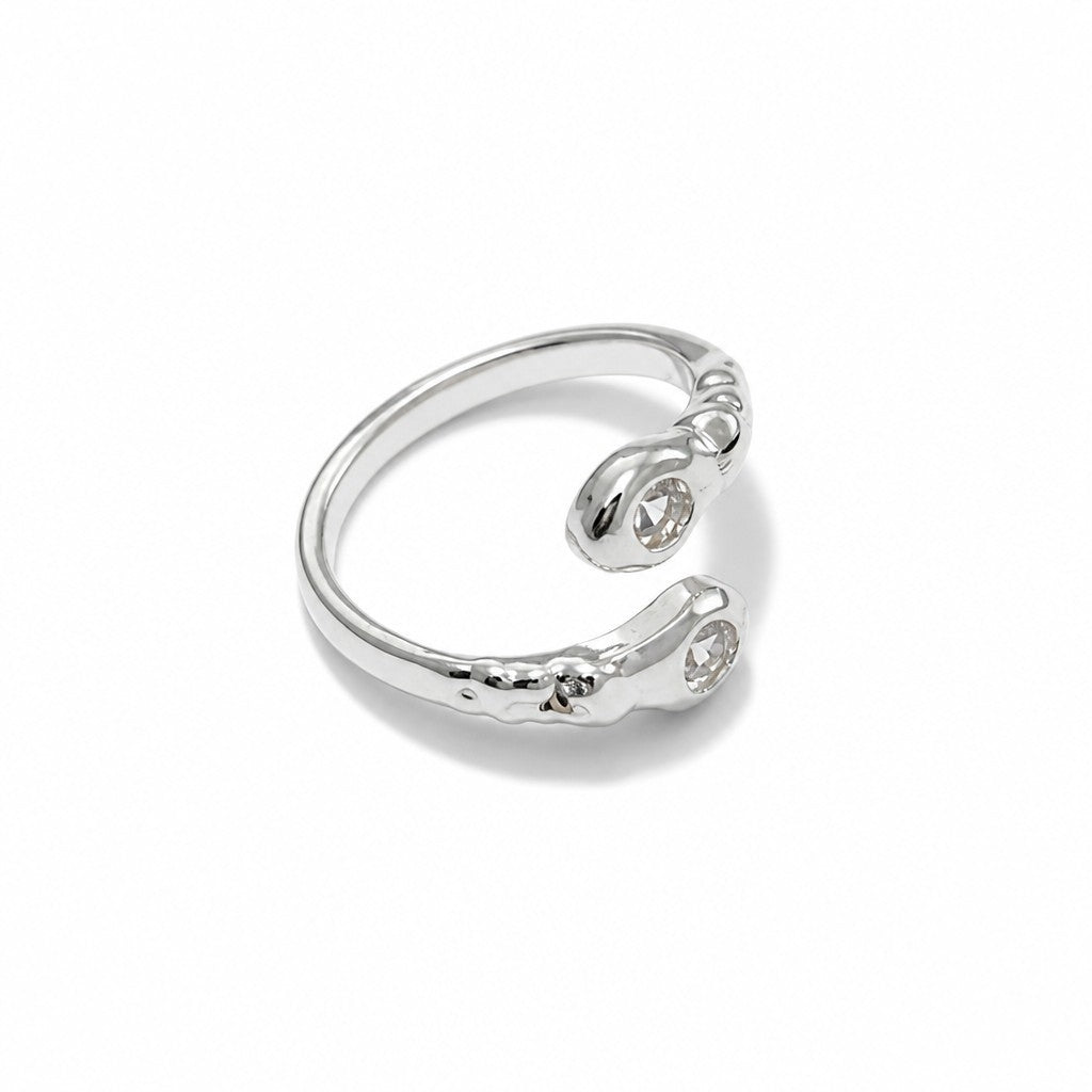 Anillo Ajustable Circones Pavé - Baño de Plata