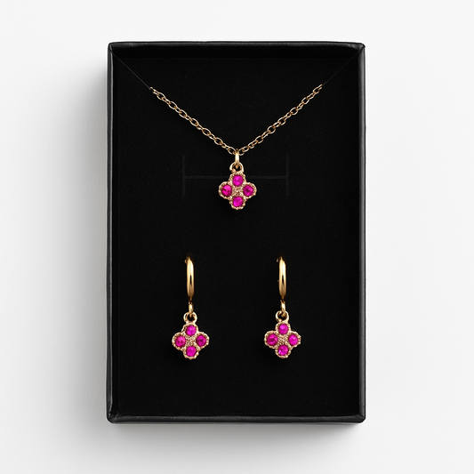 Aros Trébol Mini Clovers Fucsia