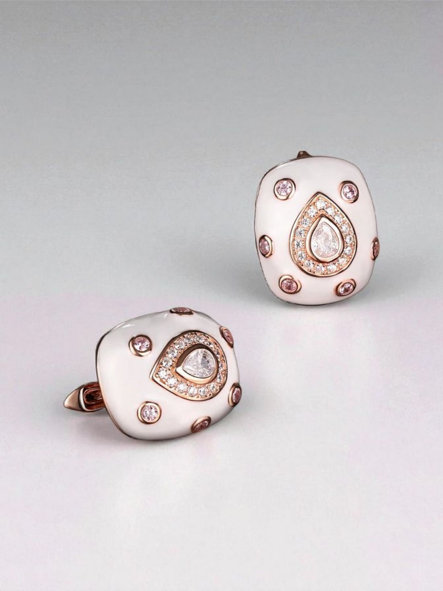 Aros Clip Gota Esmaltados con Circonitas – Plata 925 *