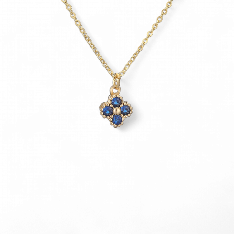 Cadena Mini Clover Azul - 18k
