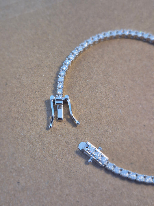 Pulsera Tennis Moissanitas Corte Brillante 2mm - Plata 925
