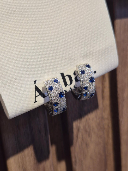 Argollas Mini Piedra Violeta – Baño de Rodio - Ámbar Joyas (foto 2)