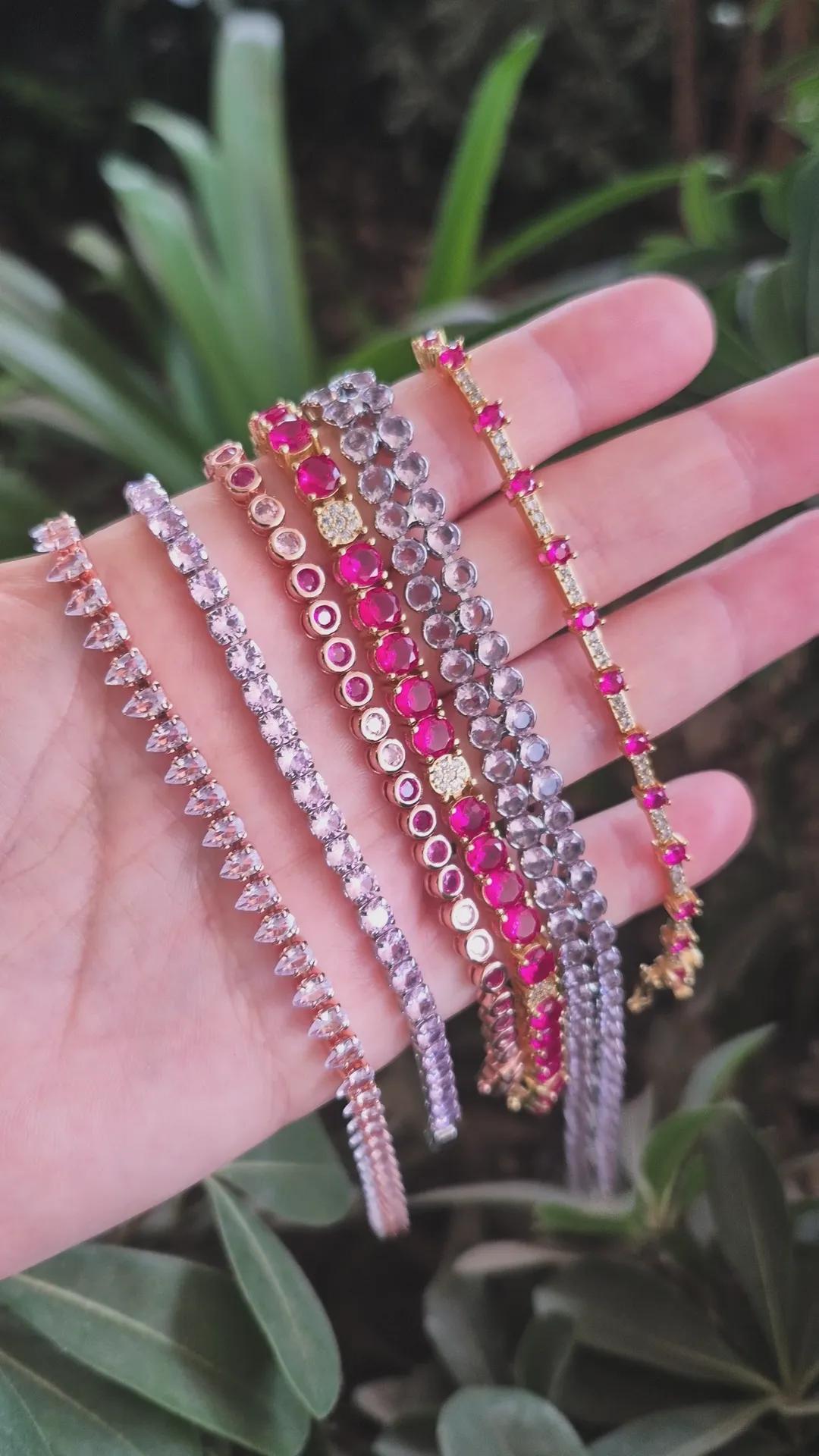 Pulsera Tennis Colores Fucsia