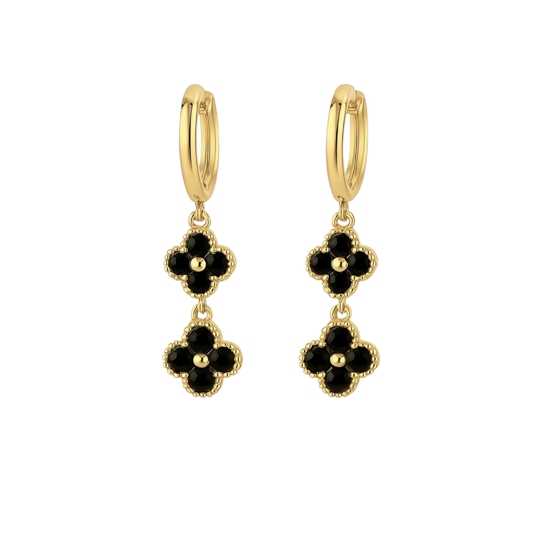 Aros Trébol Doble Mini Clovers Negro