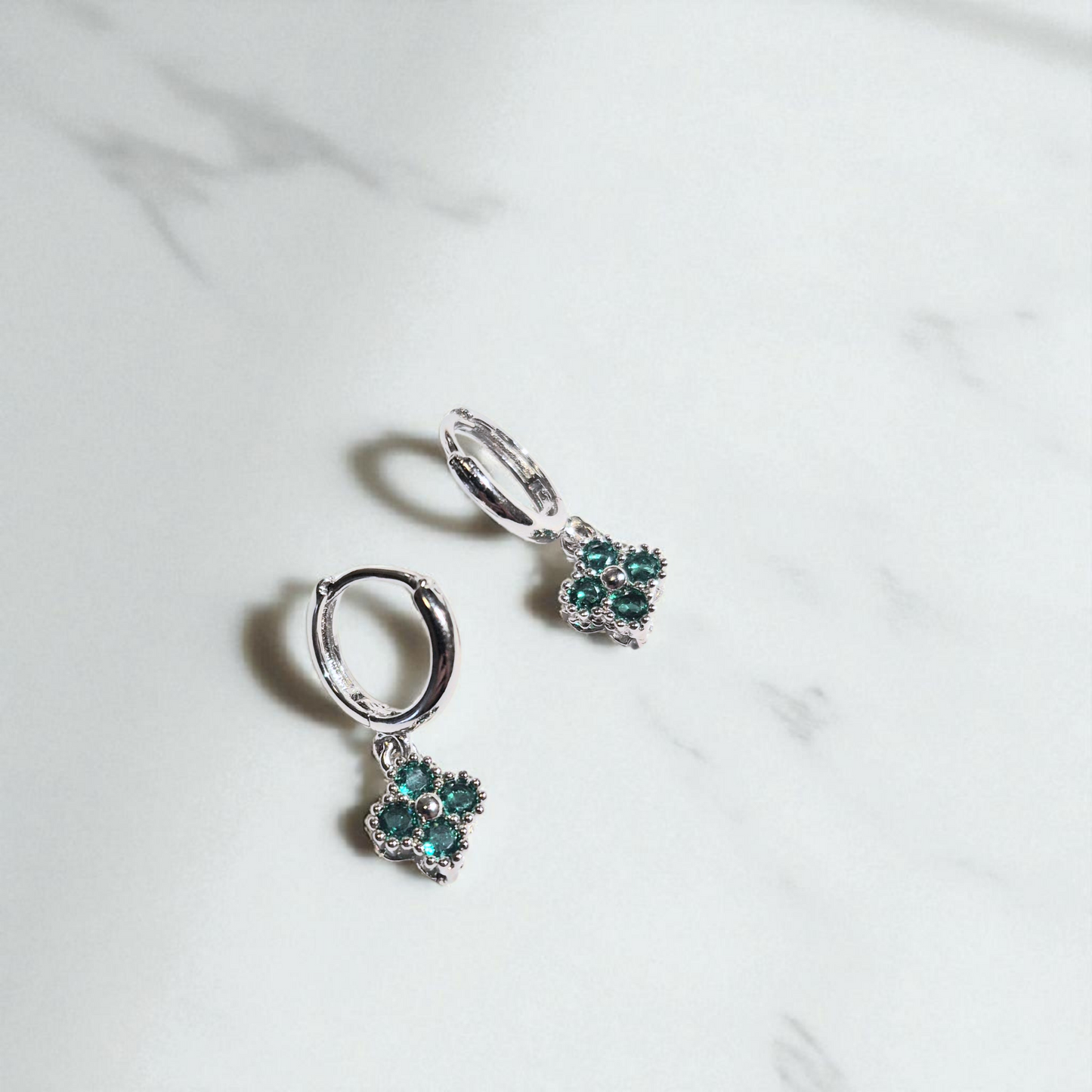 Aros Mini Clovers Mini Verde Plateado