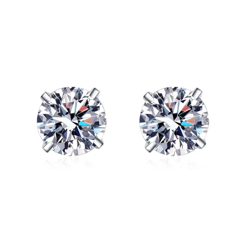 Studs Moisanitas 2ct Plata 925 - Ámbar Joyas