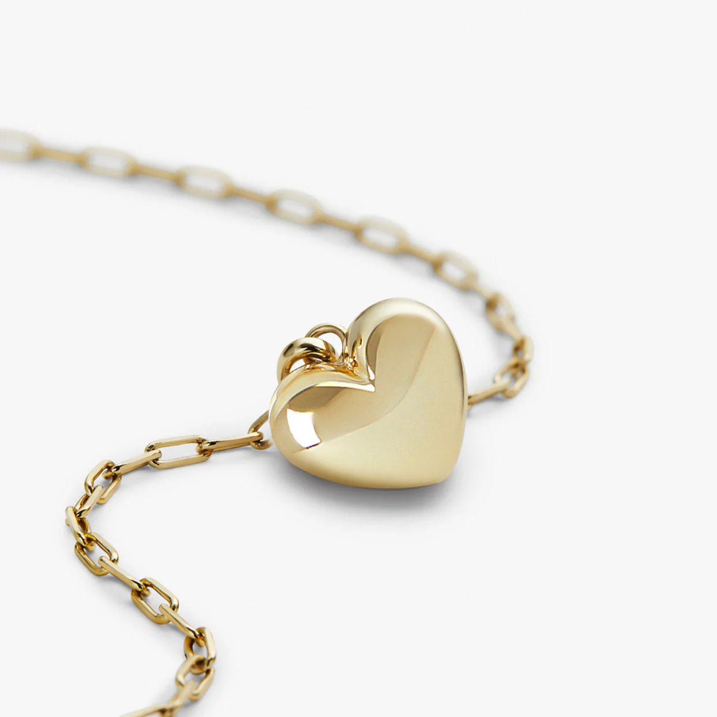 Cadena Paper Clip Dije Corazón Plata 925 - 18k