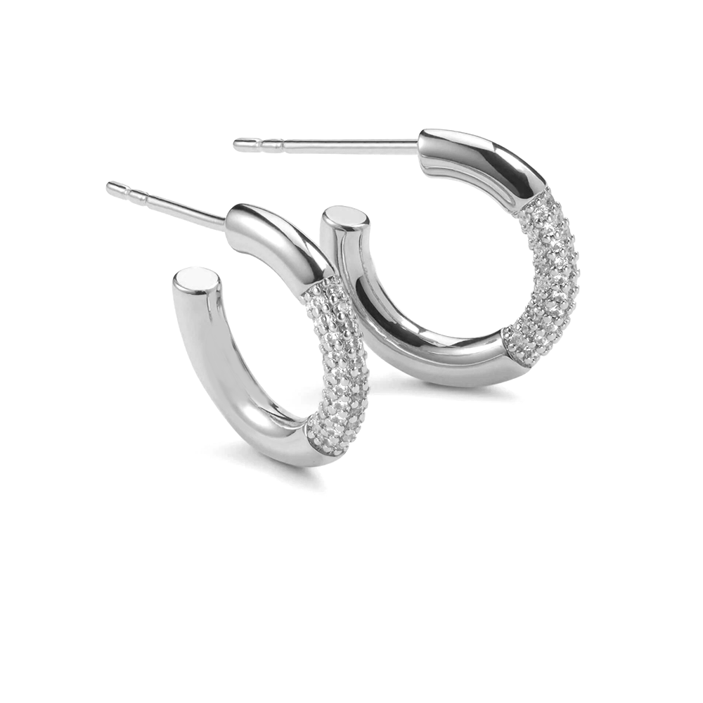 Argollas Half Circones 1.5cm - Rodio