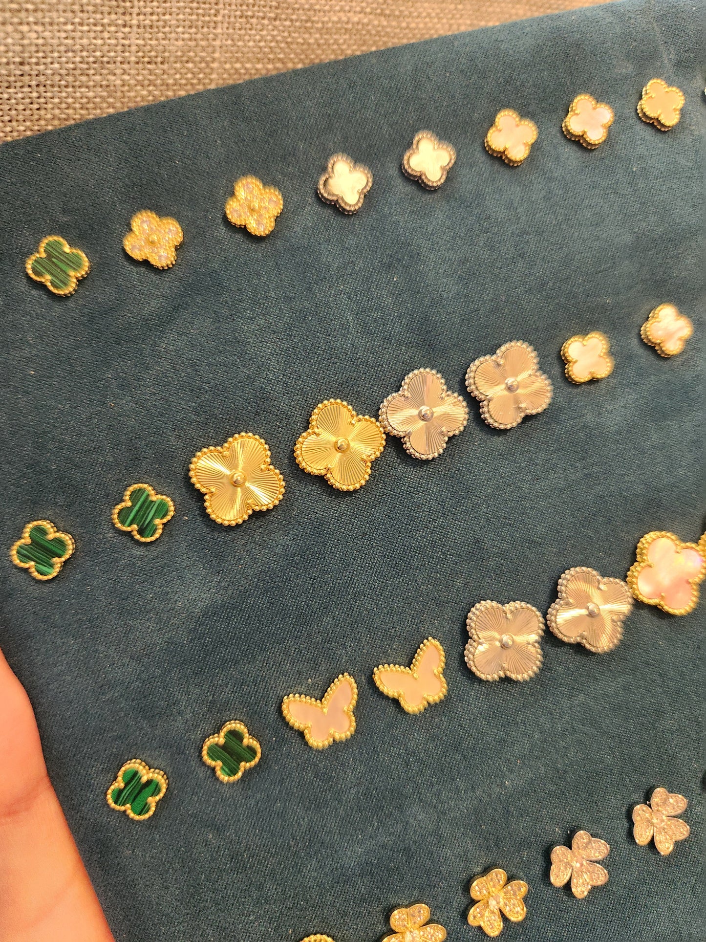 Aros Clovers Laser Trébol - Baño Oro 18k