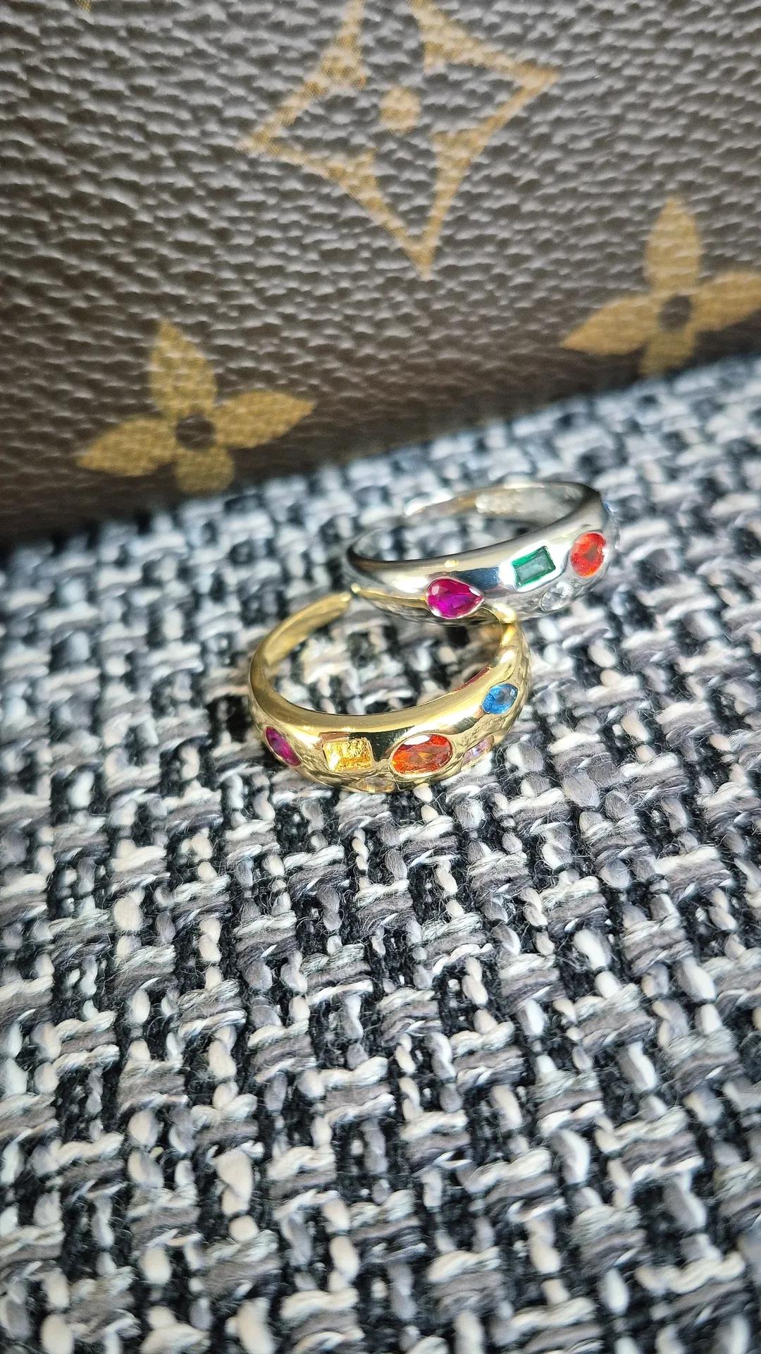Anillo Ajustable Mix de Colores Plata 925 - Oro 18k