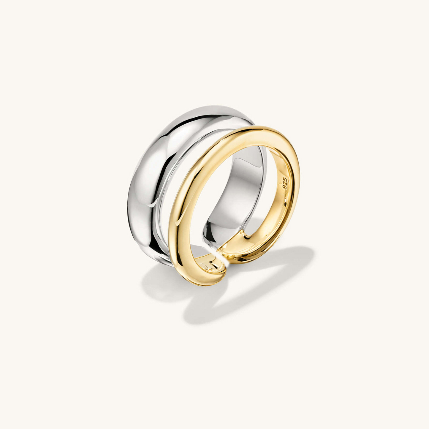 Anillo Ajustable Dos Colores Plata 925 - Rodio y Oro 18k