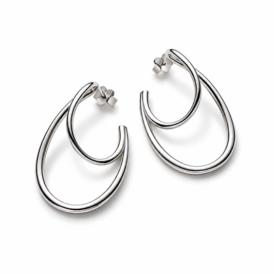 Aros Doble Arco Liso – Baño de Plata