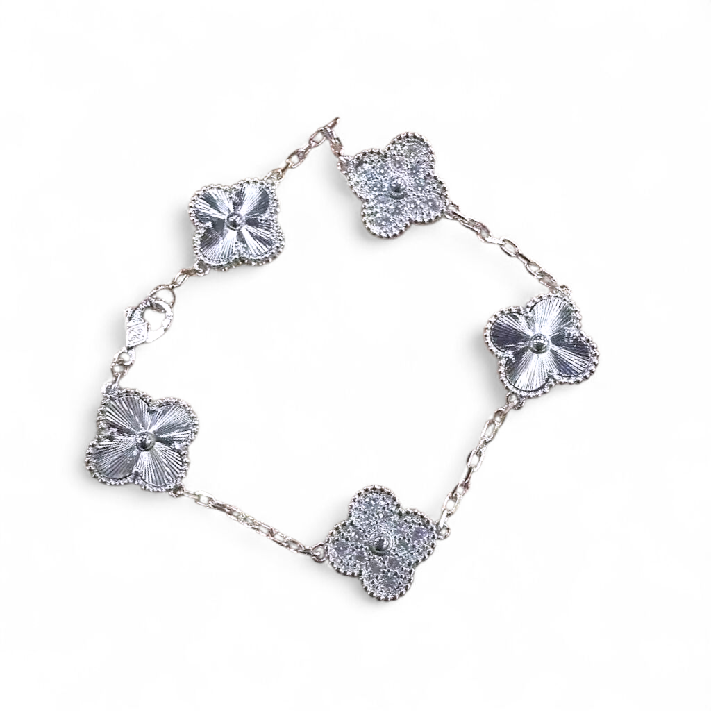 Pulsera Clover Laser Circones Trébol Plateado