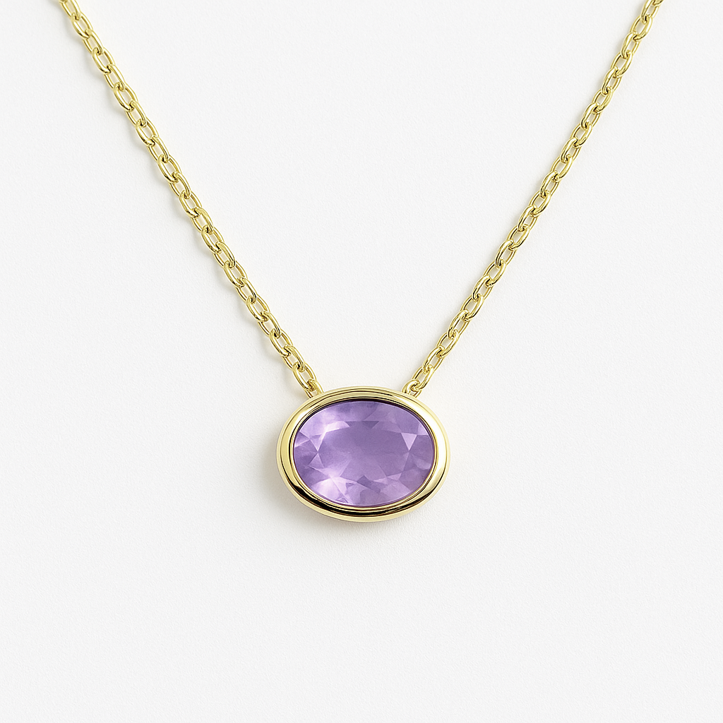 Collar Oval Punto de Luz Lila