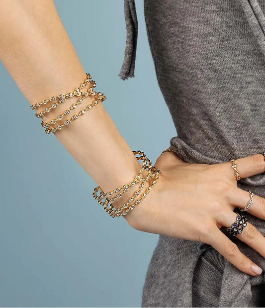 Pulsera Esclava de eslabones de Plata 925 - Baño de oro 18K