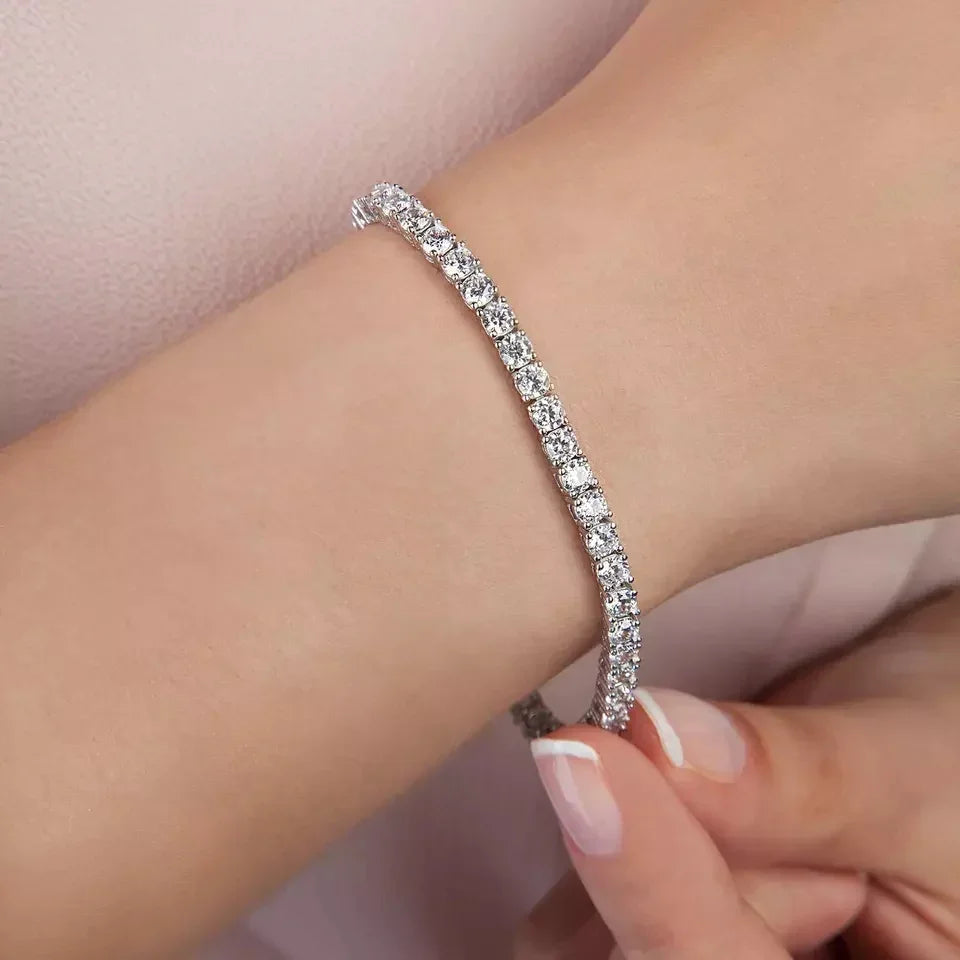 PULSERA TENNIS 3MM PLATEADO - Ámbar Joyas
