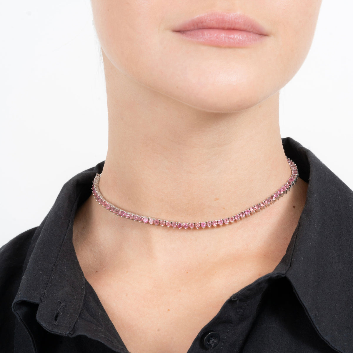 Collar Tennis Piedras Naturales 3mm – Plata 925