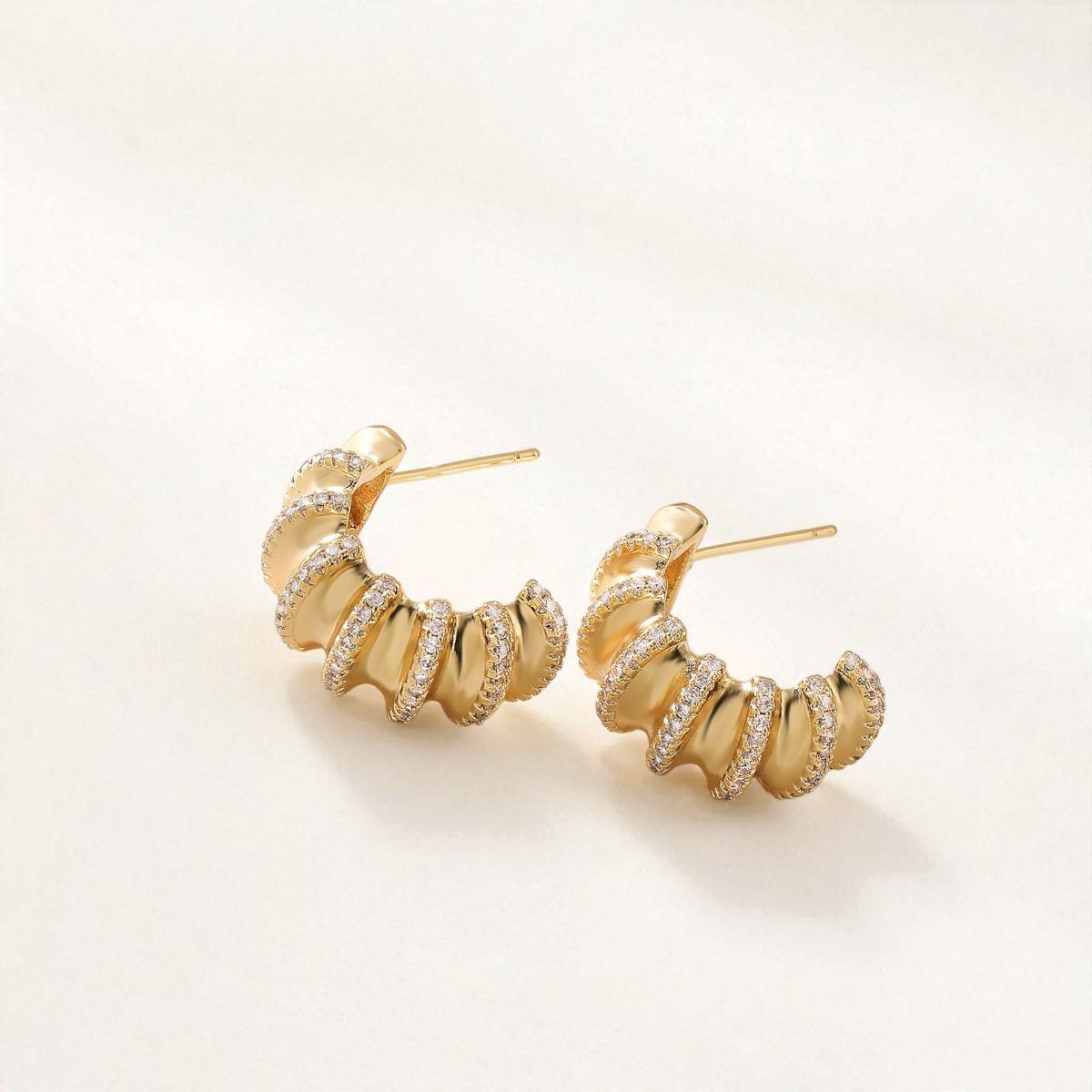 Aros Ondulados Circones - Baño Oro 18k