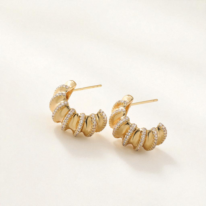 Aros Ondulados Circones - Baño Oro 18k