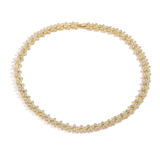 Collar de Florecitas con Circonitas Dorado - Oro 18k