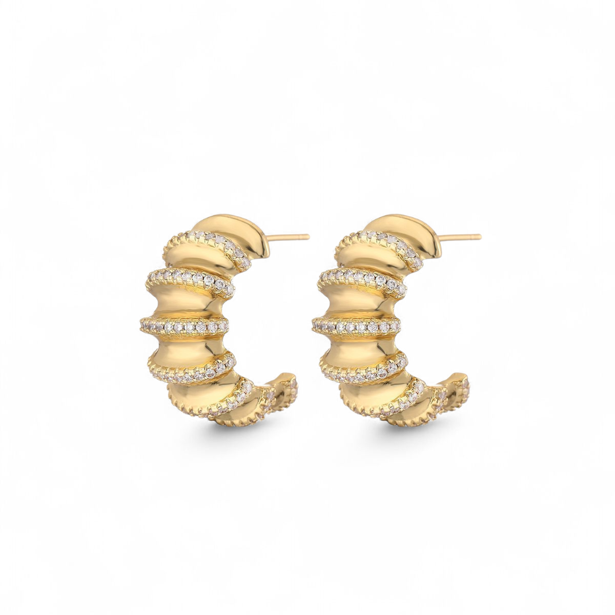 Aros Ondulados Circones - Baño Oro 18k