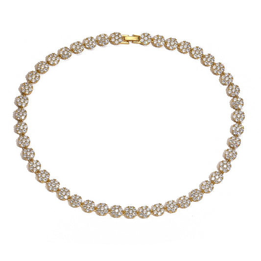 Collar de Flores con Circonitas Dorado - Oro 18k