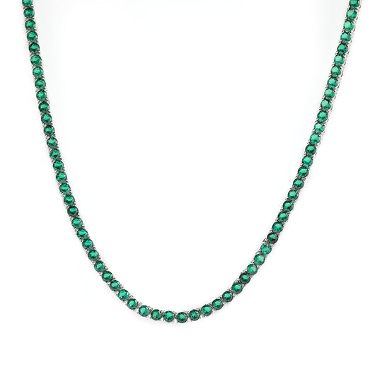Collar Tennis Circones Verdes Plata 925