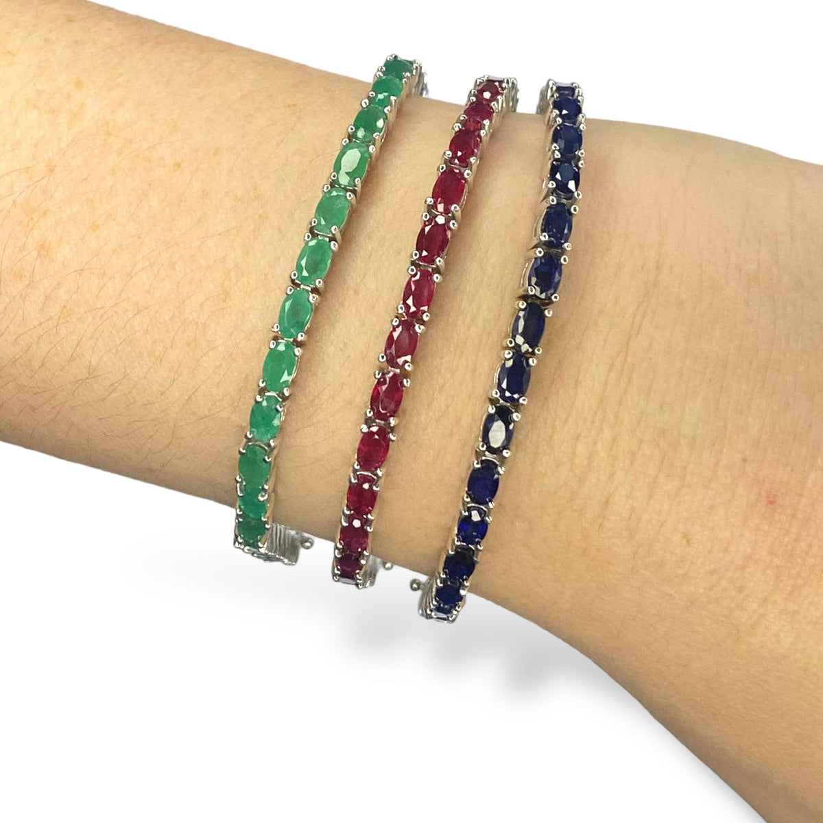 Pulsera Tennis Piedras Naturales Ovaladas 5x3mm – Plata 925