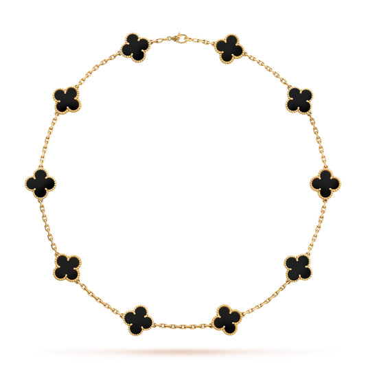 Cadena Clovers Onix Natural Dorado - Ámbar Joyas