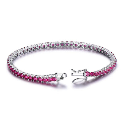 PULSERA TENNIS ROSADA PLATA 925 - Ámbar Joyas