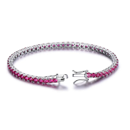 PULSERA TENNIS ROSADA PLATA 925 - Ámbar Joyas