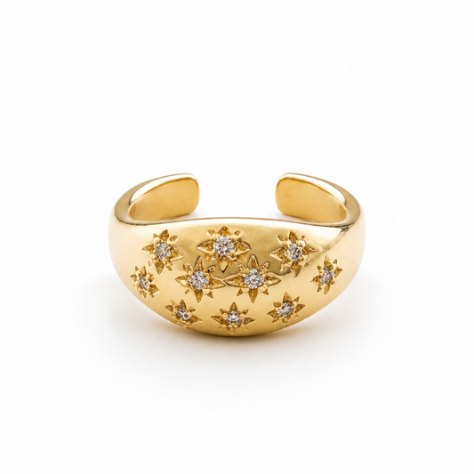 Anillo Ajustable Domo Celestial · Baño de Oro 18k