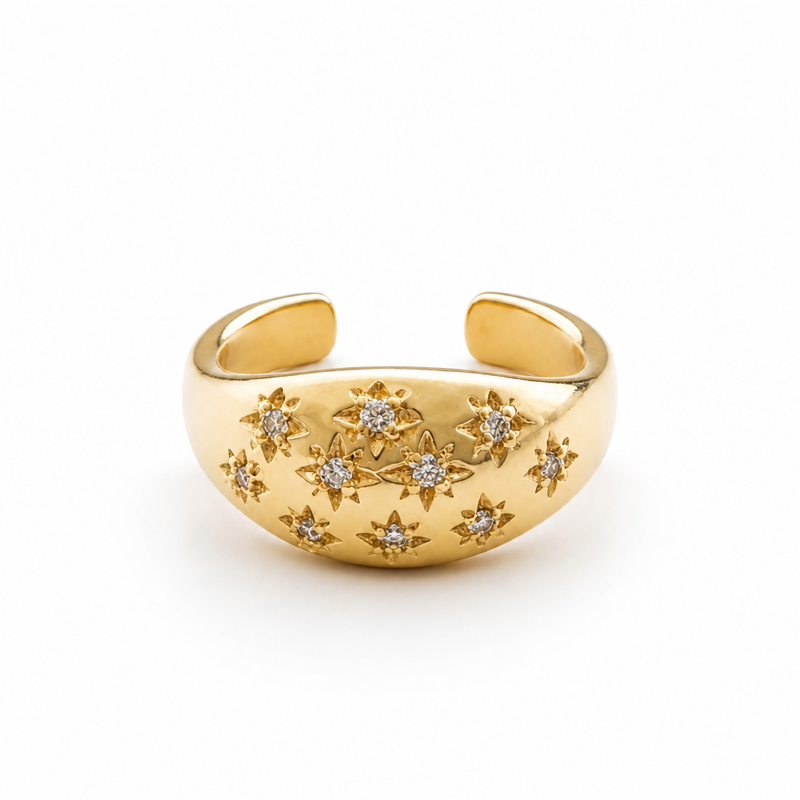 Anillo Ajustable Domo Celestial – Baño de Oro 18k