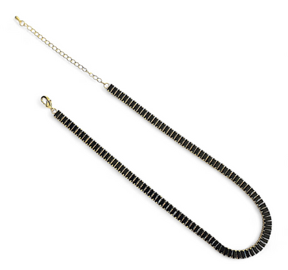 Collar Choker Circonitas Baguettes Negro
