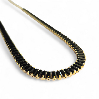 Collar Choker Circonitas Baguettes Negro