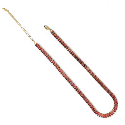 Collar Choker Circonitas Baguettes Fucsia