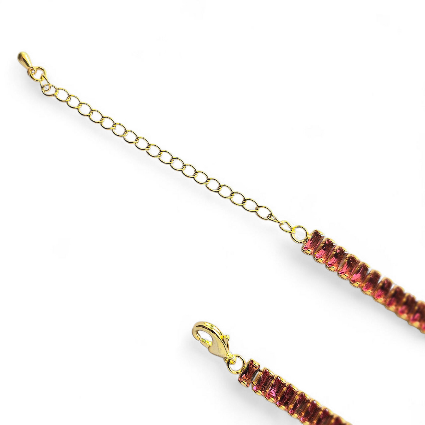 Collar Choker Circonitas Baguettes Fucsia
