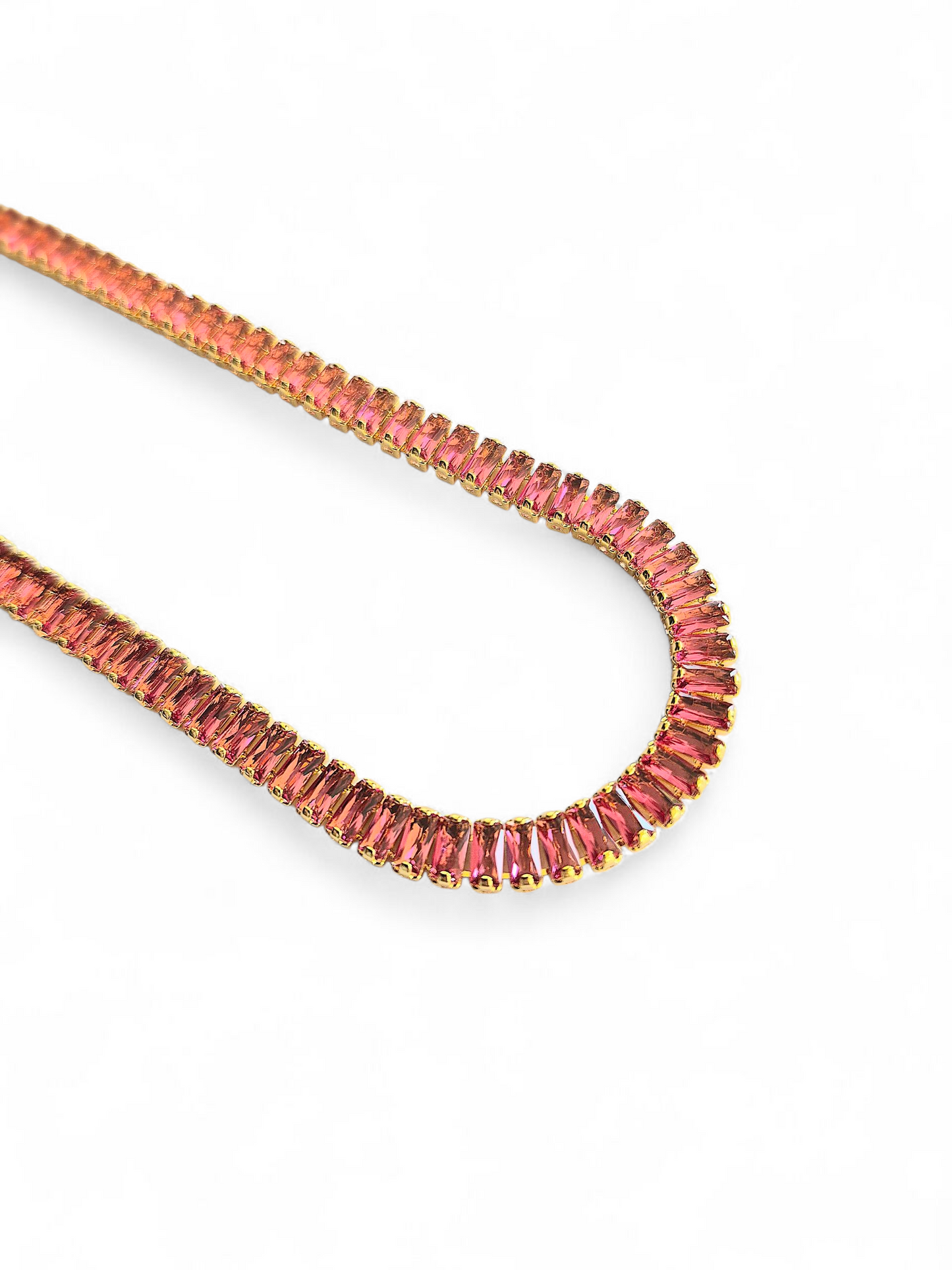 Collar Choker Circonitas Baguettes Fucsia