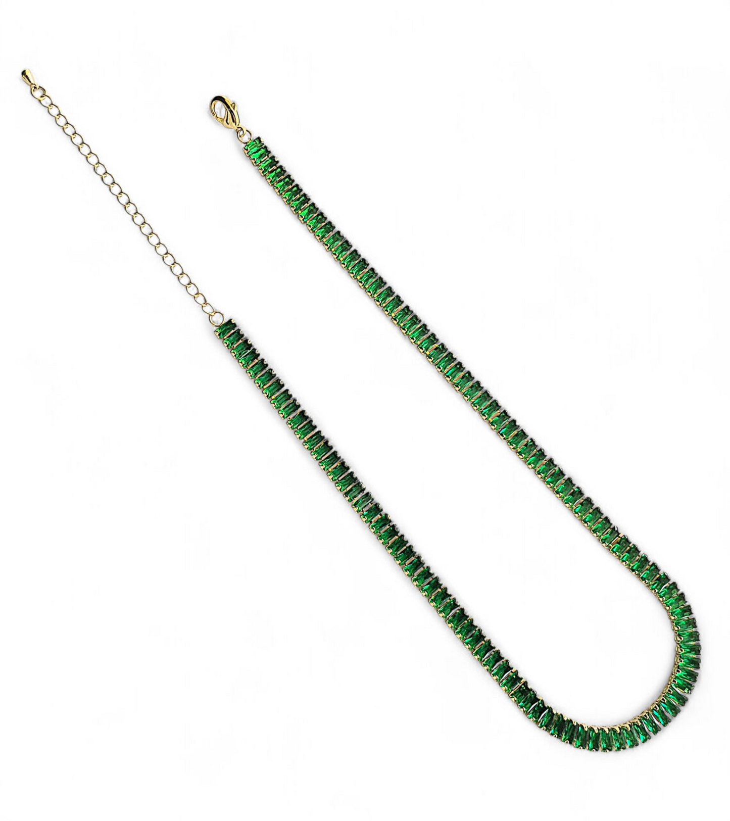 Collar Choker Circonitas Baguettes Verdes